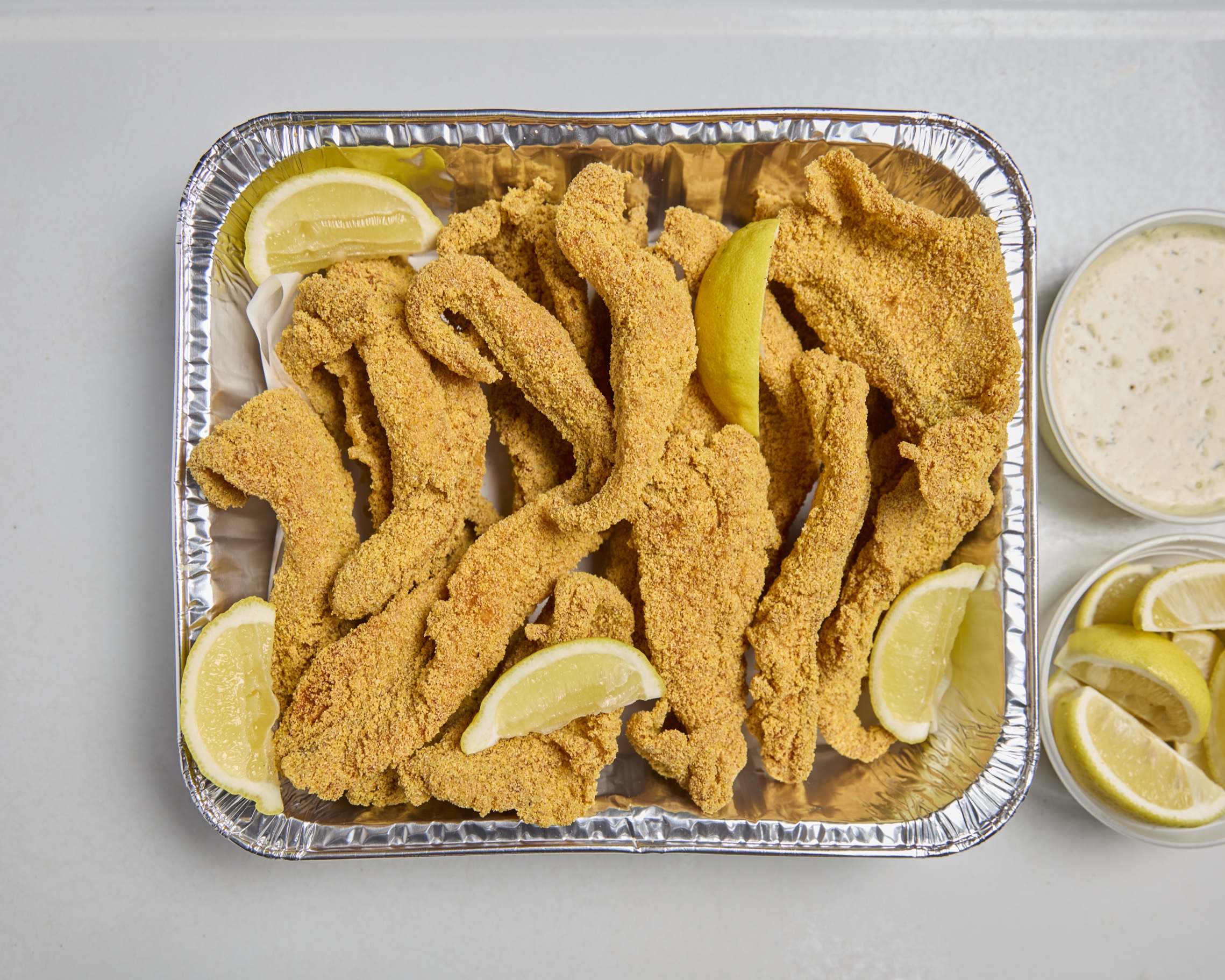 Cornmeal fried catfish tray